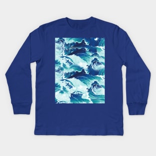 Rushing sea waves Kids Long Sleeve T-Shirt
